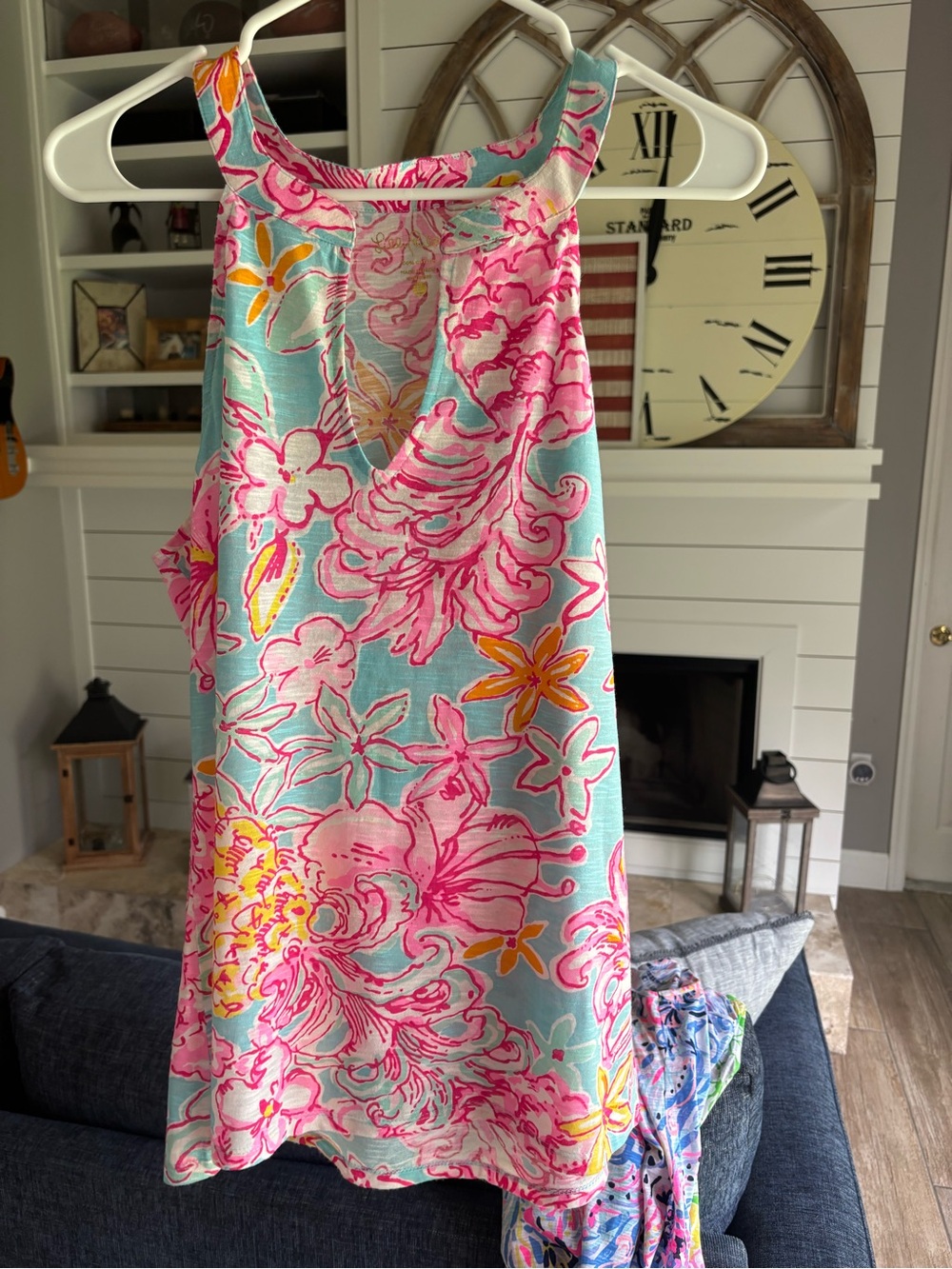 Lilly Pulitzer Aqua Pink Yellow Floral Tank Top